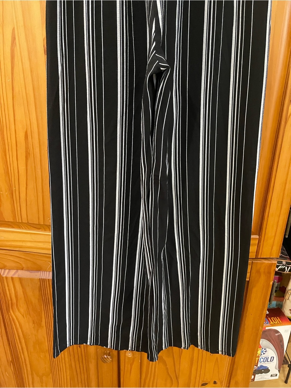 Striped Tie-Waist Wide Leg Pants in Black and White - Picture 6 of 7